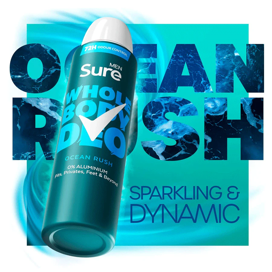 Sure Men's Whole Body Deodorant Spray Ocean Rush 150ml - Image 2
