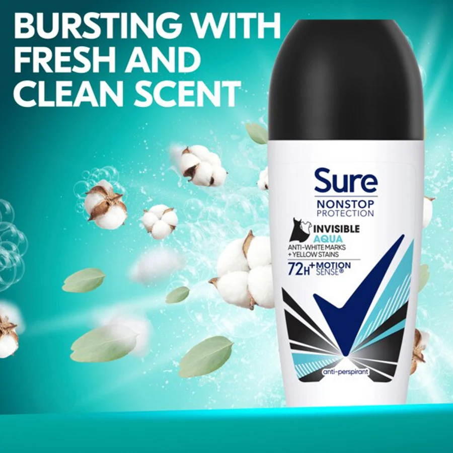 Sure Women Roll-On Invisible Aqua Deodorant 50ml - Image 2