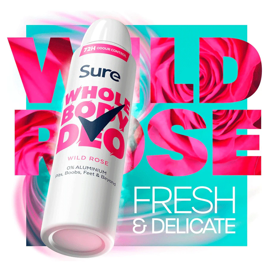 Sure Women's Whole Body Deodorant Spray Wild Rose 150ml - Image 2