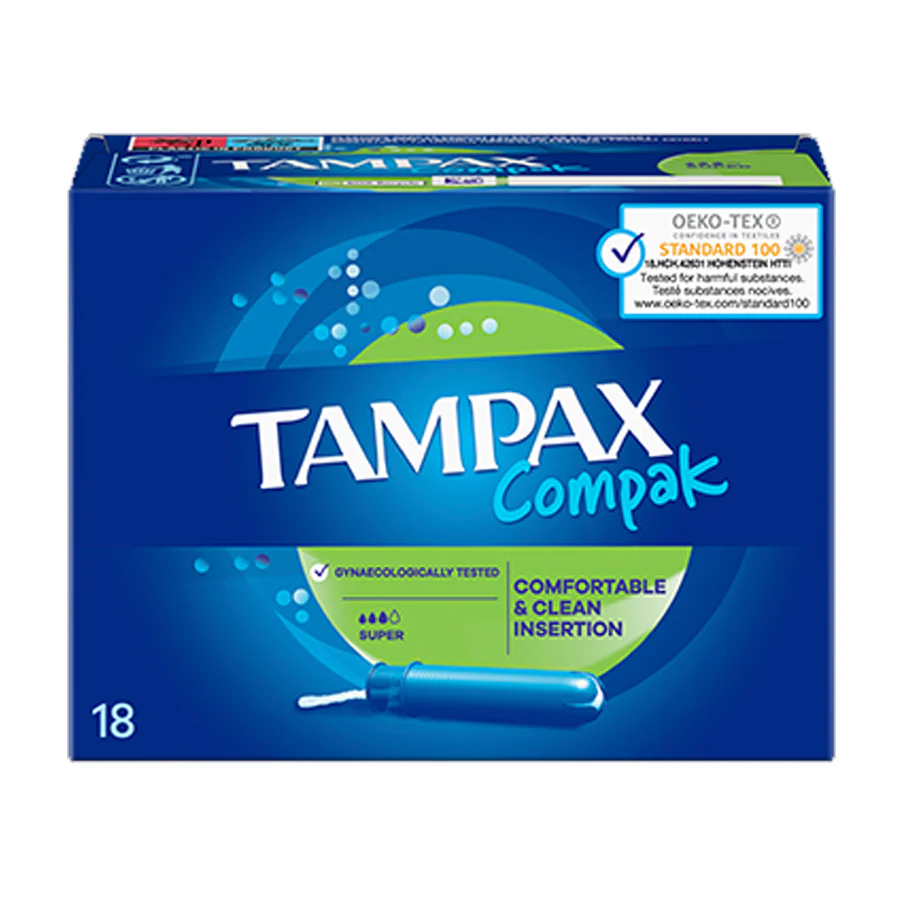 Tampax Compak Super Applicator Tampons (18 Pack)
