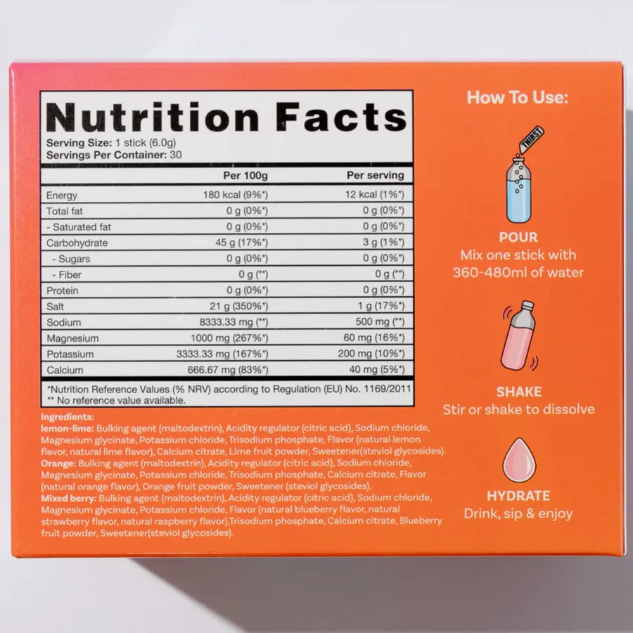 THIRST Electrolyte Drink Mixed Flavour Box (contains 30 x 5g Sachets) - Image 3