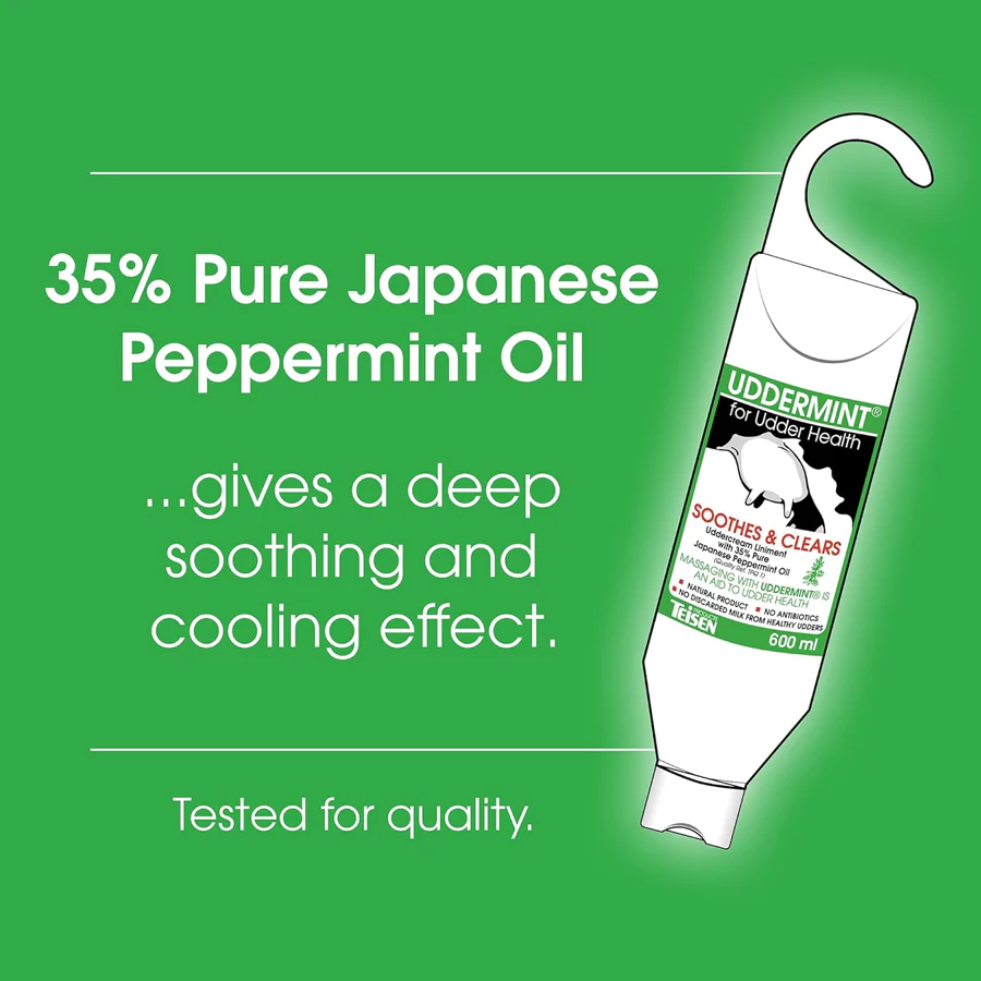 UDDERMINT® Uddercream Linament 600ml | Deeply Soothing Udder Mint Cream with 35% Japanese Peppermint Oil Extract - Image 4