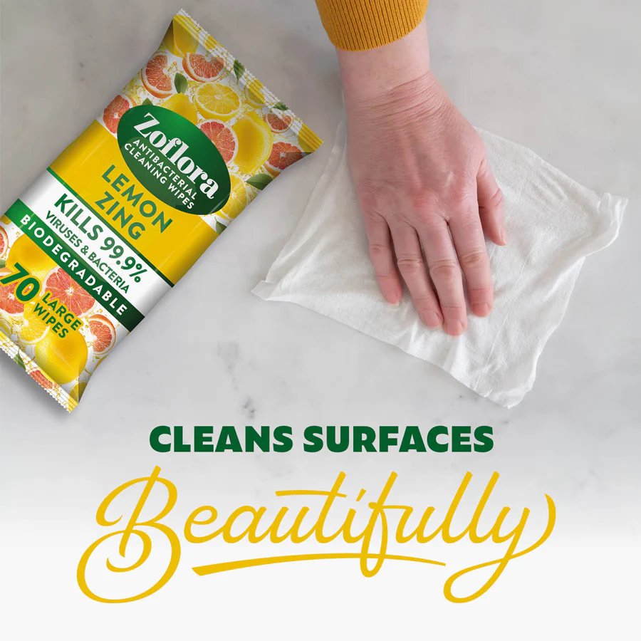 Zoflora Lemon Zing Multi-Surface Cleaning Wipes (70 Pack) - Image 4