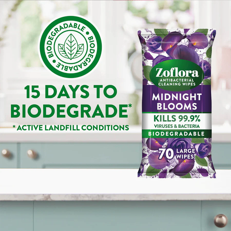 Zoflora Midnight Blooms Multi-Surface Cleaning Wipes (70 Pack) - Image 2