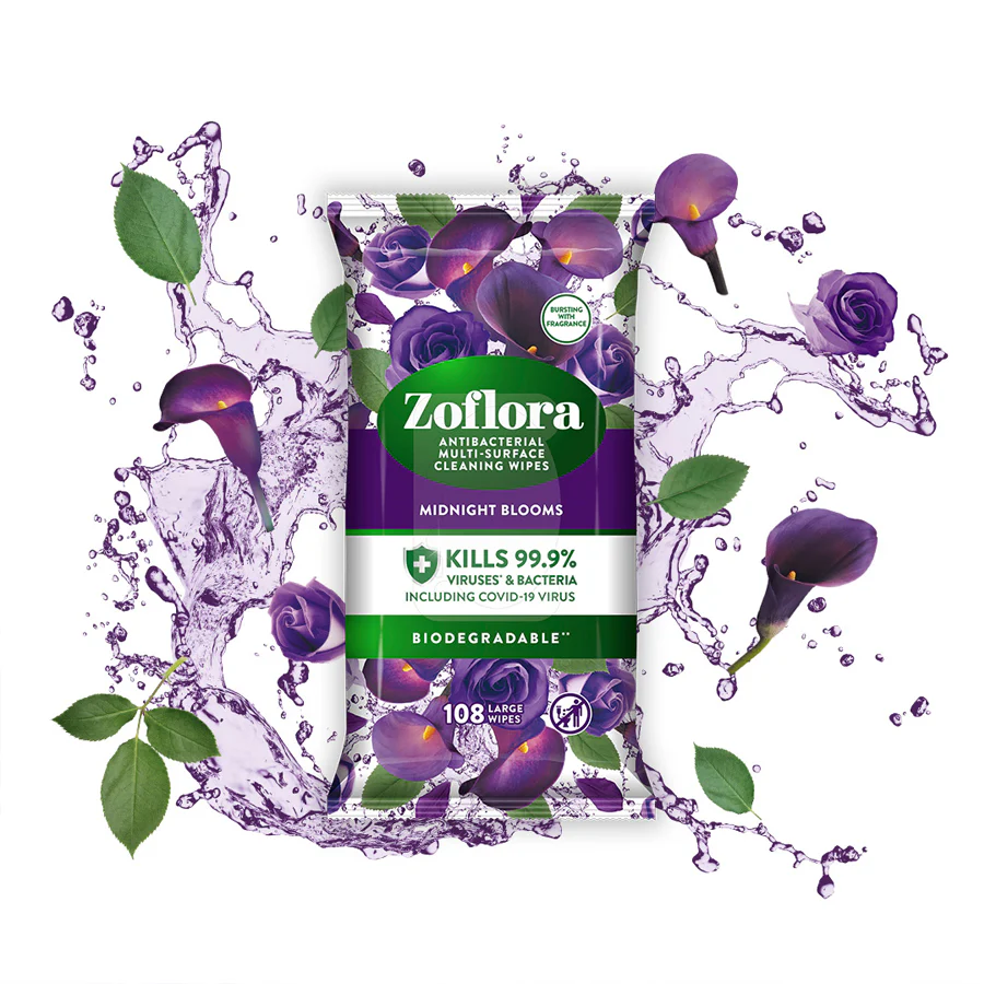 Zoflora Midnight Blooms Multi-Surface Cleaning Wipes (70 Pack) - Image 3